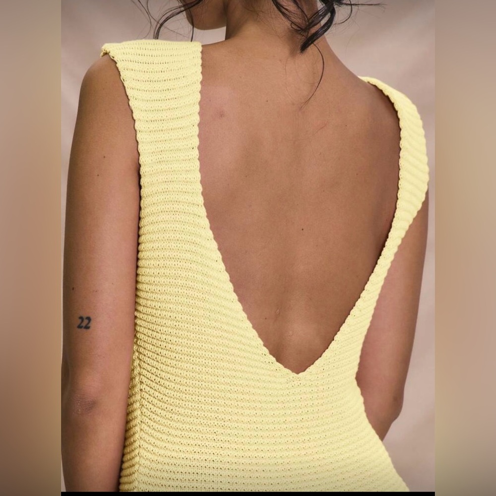 Sleeveless Yellow Fringe Maxi Dress - Picture 4 of 4